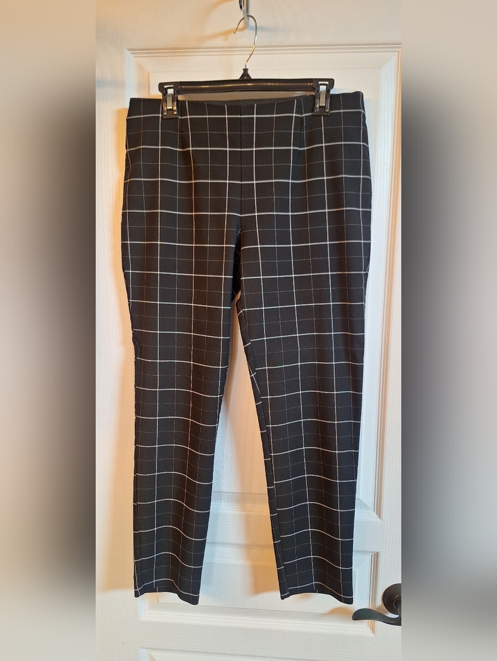 Calvin Klein Black with White Windowpane Dress Pants